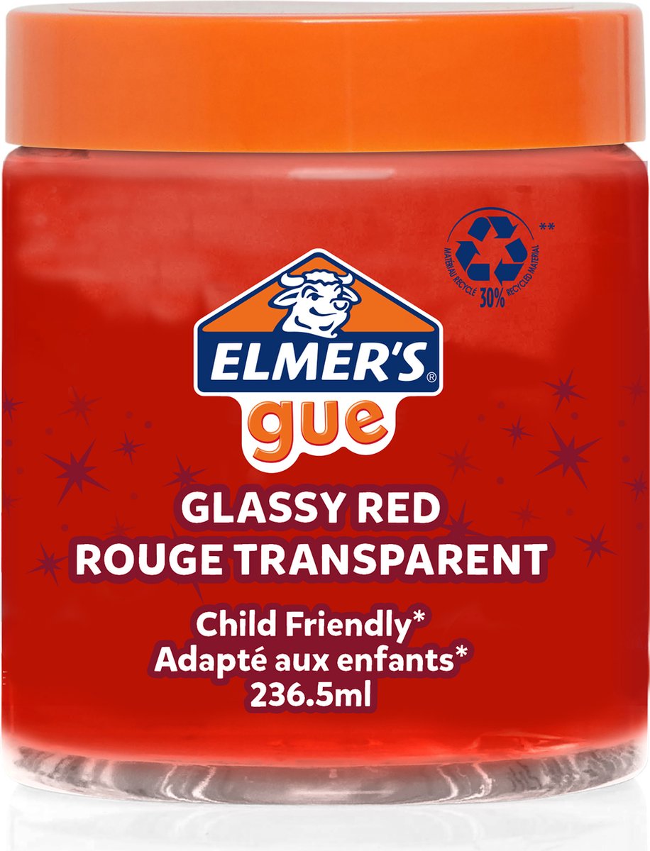 Elmers Gue kant-en-klare slijm | glazig rode slijm | geweldig om met extra ingrediënten te mengen | 236,5 ml | 1 stuk